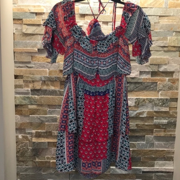 Parker Lorenzo Cold Shoulder Floral Ruffle Silk Dress - Picture 4 of 7